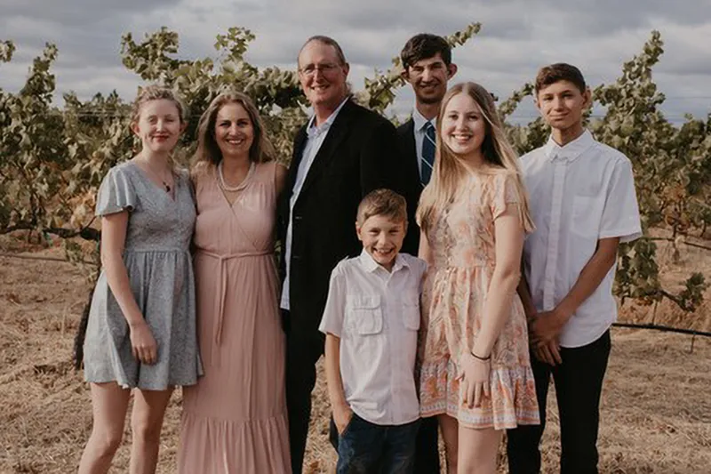 Bumgarner Family portrait in vineyard